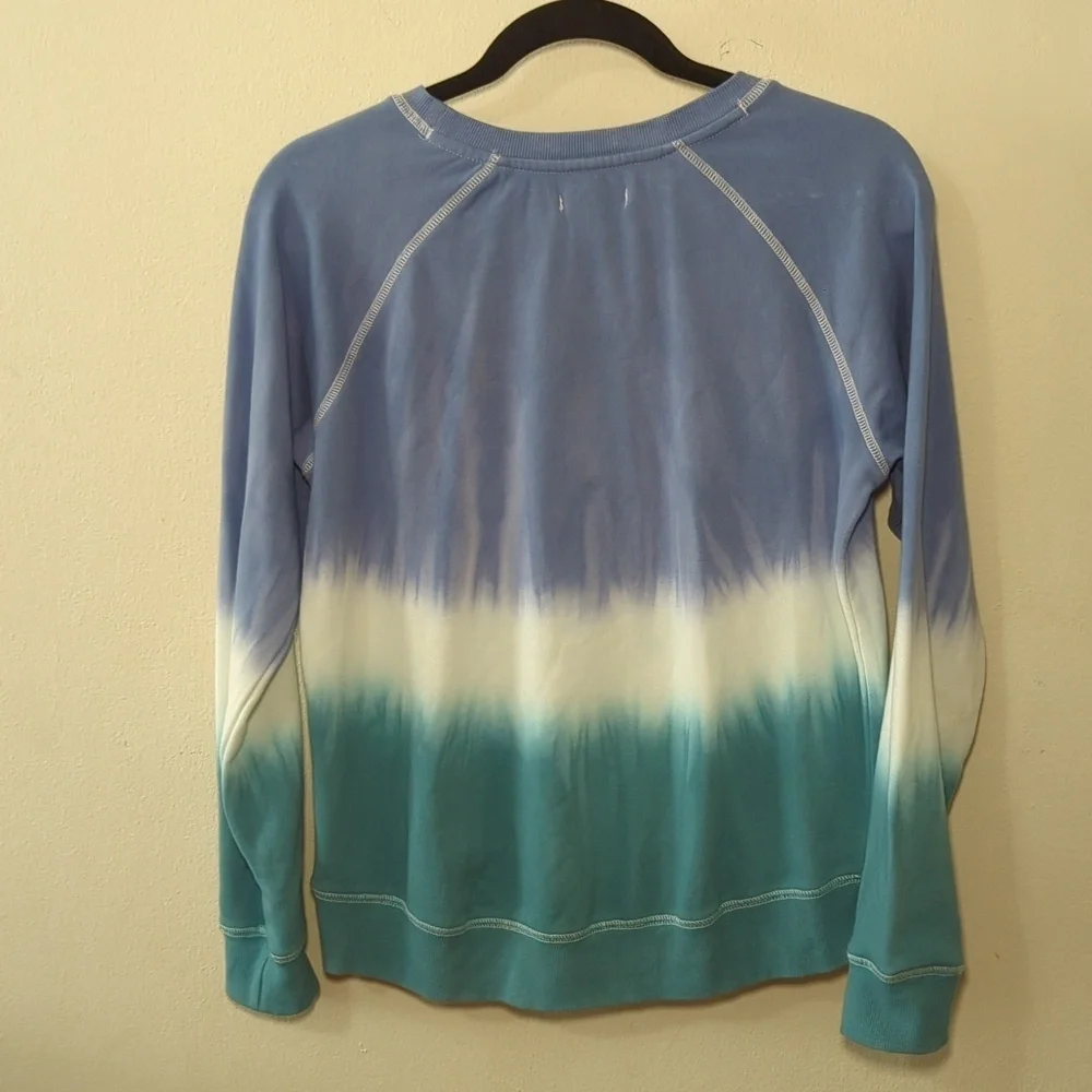 Ocean + Coast Tie-Dye Sweatshirt Blue + White Crewneck Girls Size XL